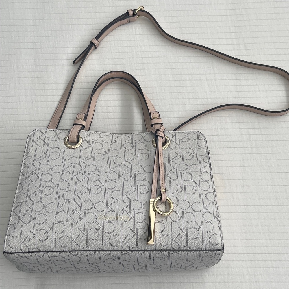 Calvin Klein Off White Monogram Satchel